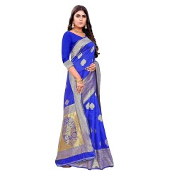 Women's Pure Kanjivaram Silk Saree Banarasi Silk Saree With Blouse Piece