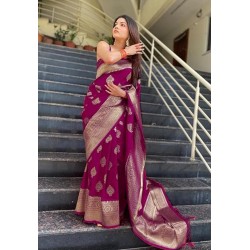 Women's Pure Kanjivaram Silk Saree Banarasi Silk Saree With Blouse Piece