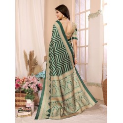 Womens Woven Printed Art Silk Saree with Unstitched Blouse Material