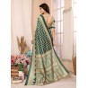 Womens Woven Printed Art Silk Saree with Unstitched Blouse Material