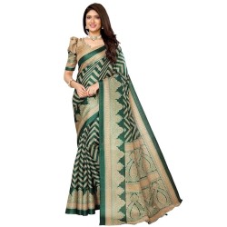 Womens Woven Printed Art Silk Saree with Unstitched Blouse Material