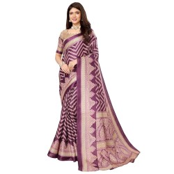 Womens Woven Printed Art Silk Saree with Unstitched Blouse Material