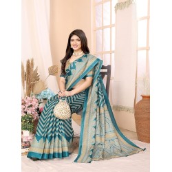 Womens Woven Printed Art Silk Saree with Unstitched Blouse Material