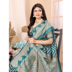 Womens Woven Printed Art Silk Saree with Unstitched Blouse Material