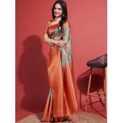 Women's Handloom Embroidery Saree With Blouse Piece