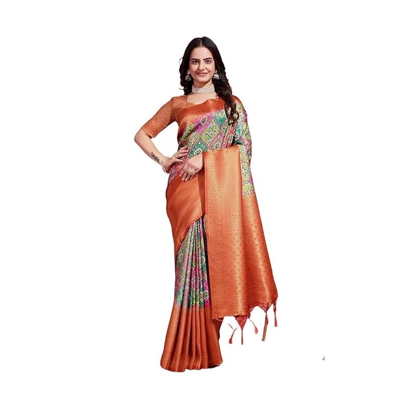 Women's Handloom Embroidery Saree With Blouse Piece