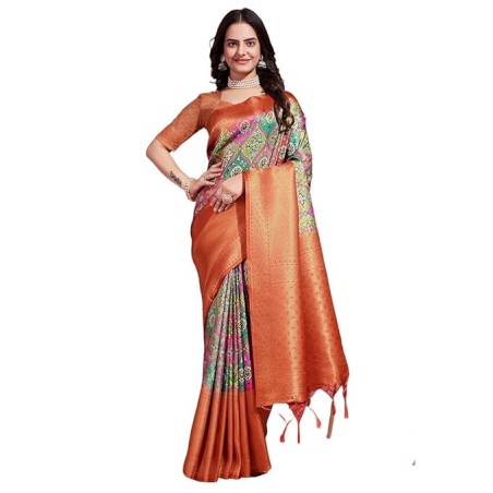 Women's Handloom Embroidery Saree With Blouse Piece