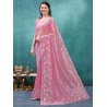 Women's Organza Embroidered Saree With Unstitched Blouse