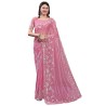 Women's Organza Embroidered Saree With Unstitched Blouse