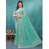 Women's Organza Embroidered Saree With Unstitched Blouse