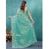 Women's Organza Embroidered Saree With Unstitched Blouse