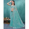 Women's Organza Embroidered Saree With Unstitched Blouse