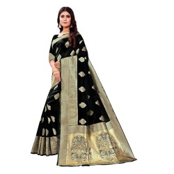 Women's Pure Kanjivaram Silk Saree Banarasi Silk Saree With Blouse Piece