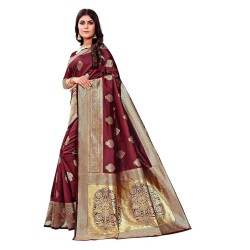 Women's Pure Kanjivaram Silk Saree Banarasi Silk Saree With Blouse Piece