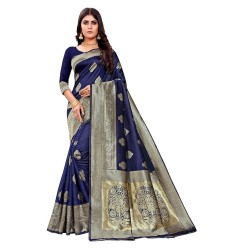 Women's Pure Kanjivaram Silk Saree Banarasi Silk Saree With Blouse Piece